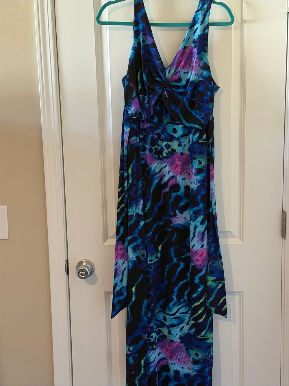 Fashion Bug Blue and Purple Twist-Front Maxi Dress